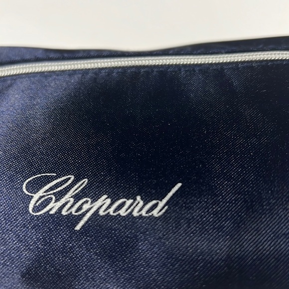 Chopard Navy Blue Satin Zip Pouch Clutch Makeup Bag - Picture 2 of 6